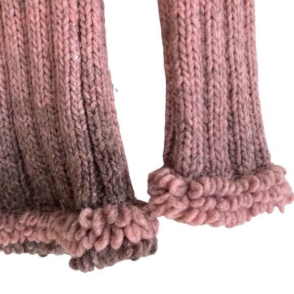 Vintage Huinay Wool Zip Sweater Pink Ombre Fringe Hem Ecuadorian Knit Sz Medium - Picture 15 of 16